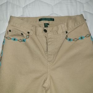 Lauren Jeans Co.-Ralph Lauren Petite Beaded Khaki Jeans